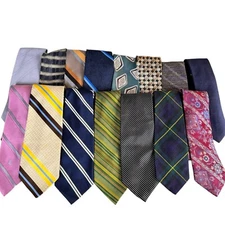 Mens Neck Ties Lot of 15 Mixed Vintage Variety of Brands Quilting Craft