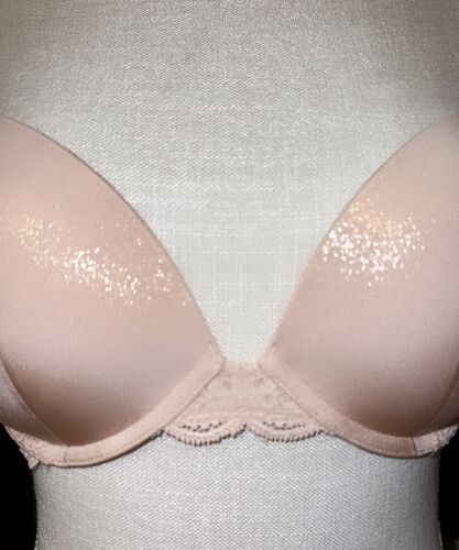 H🪷Victoria's Secret Bra 34C Light Pale Pink Glitter Underwire Wonderful - Picture 2 of 7