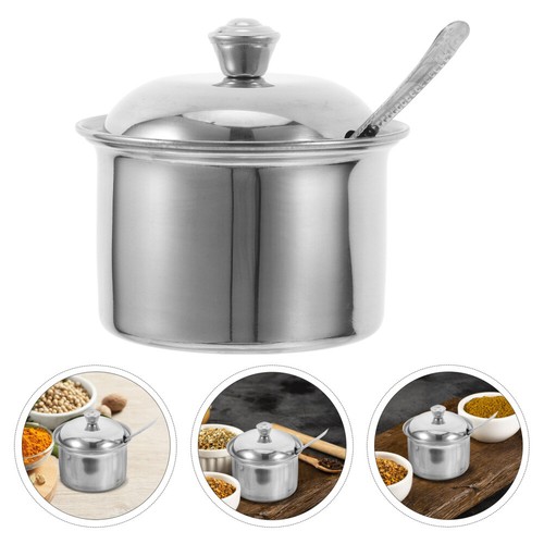 Spice Jar Stainless Steel Small Container with Lid Seasoning Bottle Sugar Bowl - Picture 7 of 12