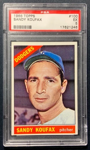 1966 Topps Baseball Card #100 Sandy Koufax Graded PSA 5 Dodgers