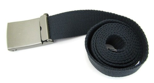 Unisex High Quality Canvas Fabric Webbing Belt Brushed Silver Buckle Army Style - Picture 167 of 275