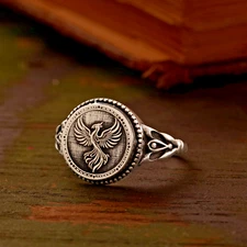 Simurg Phoenix 925 Sterling Silver Ring - Mythology Ring - Persian Simurg Design