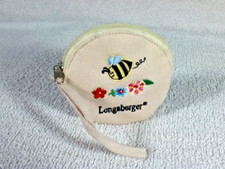 Longaberger RETIRED Round Flax "Bee  Flowers" Coin Purse - NEW