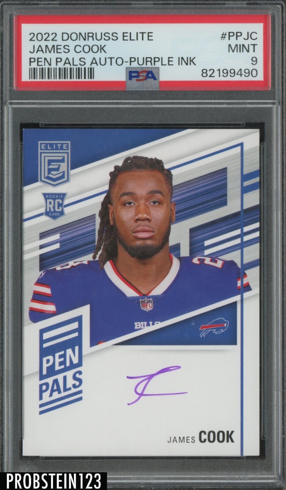 James Cook Panini Donruss Elite Pen Pals Autographs #PPJC Purple Ink
