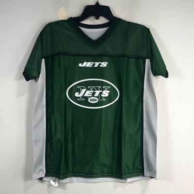 New York Jets Reversible Flag Football Jersey, Unisex Youth Size XL -Green/White