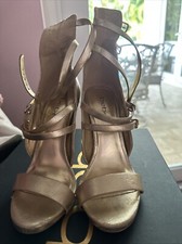 VINTAGE BEBE Gold Snakeskin Heels 2015 Size 6 Still In Box