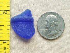 GENUINE BEACH SEA GLASS SURF TUMBLED COBALT BLUE NECK LIP FROSTED PENDANT V05