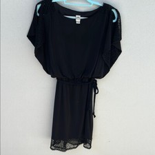 Chic Black Dress with Lace Trim by Sangria Size 10