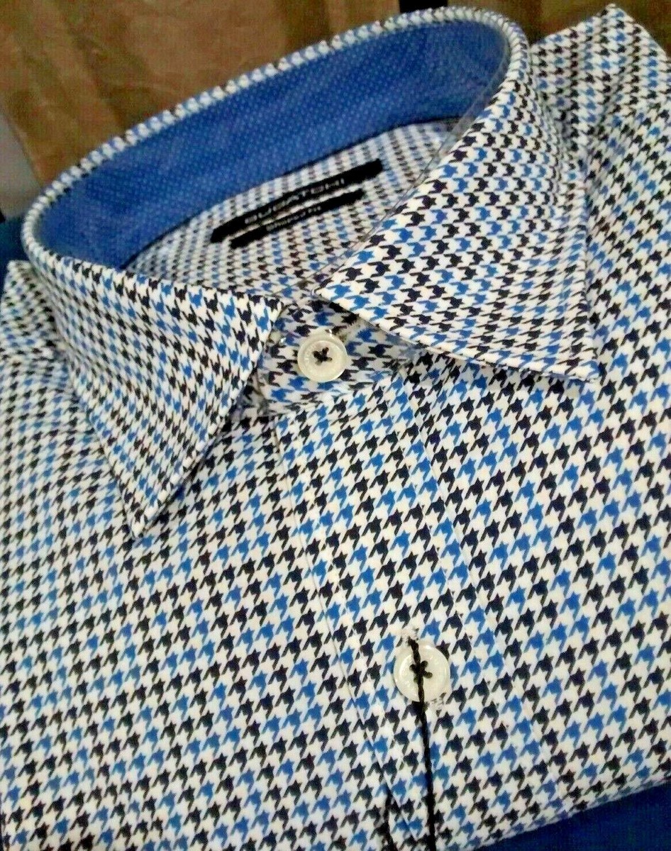 NWT Bugatchi men's L long sleeve button down shirt Fancy Abstract shapes  Shaped