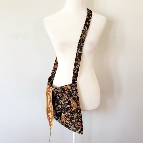 Vintage Tapestry Novelty Animal Print Floral Crossover Purse Bag Boho Festival - Picture 2 of 9