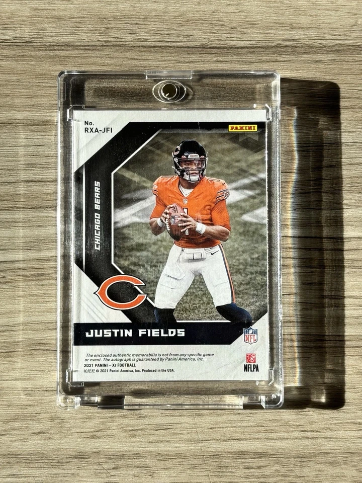 2021 Panini XR Justin Fields Rookie Nike Swoosh Logo Patch Autograph Card 1/1 - Image 4 of 4