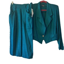 Vintage Fundamental Things Teal Skirt Suit Size 10 Made In USA Hit Or Miss NWT!