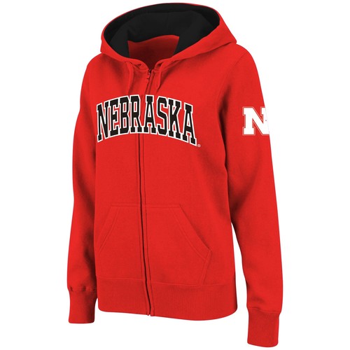 Damen-Hoodie Stadium Athletic Scarlet Nebraska Huskers gewölbter Name durchgehender Reißverschluss