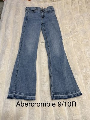 Abercrombie Kids Girls Flared Jeans Blue Medium Wash Cotton Size 9/10 Regular