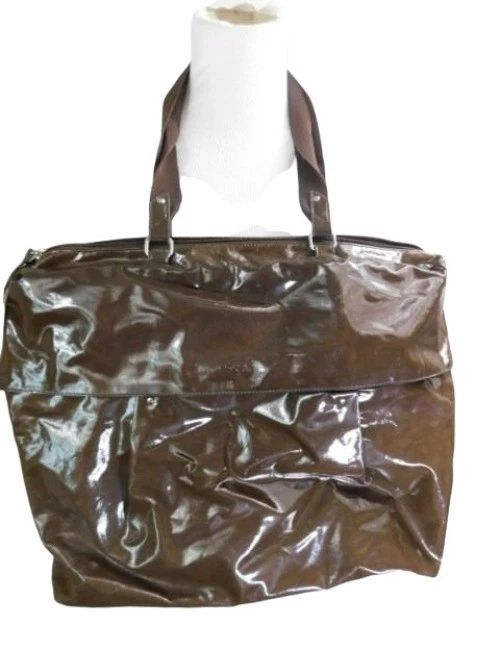 Kenneth Cole Reaction XL Brown Unique Patent Handbag Career Briefcase - Image 3 of 3