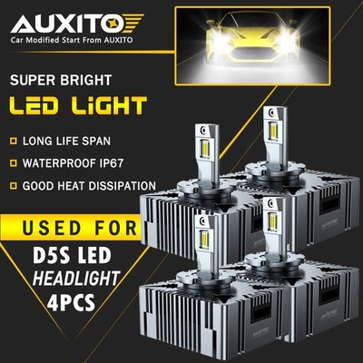 4PC AUXITO D5S Custom HID to LED Headlight Bulbs High Beam Low Beam Replacement