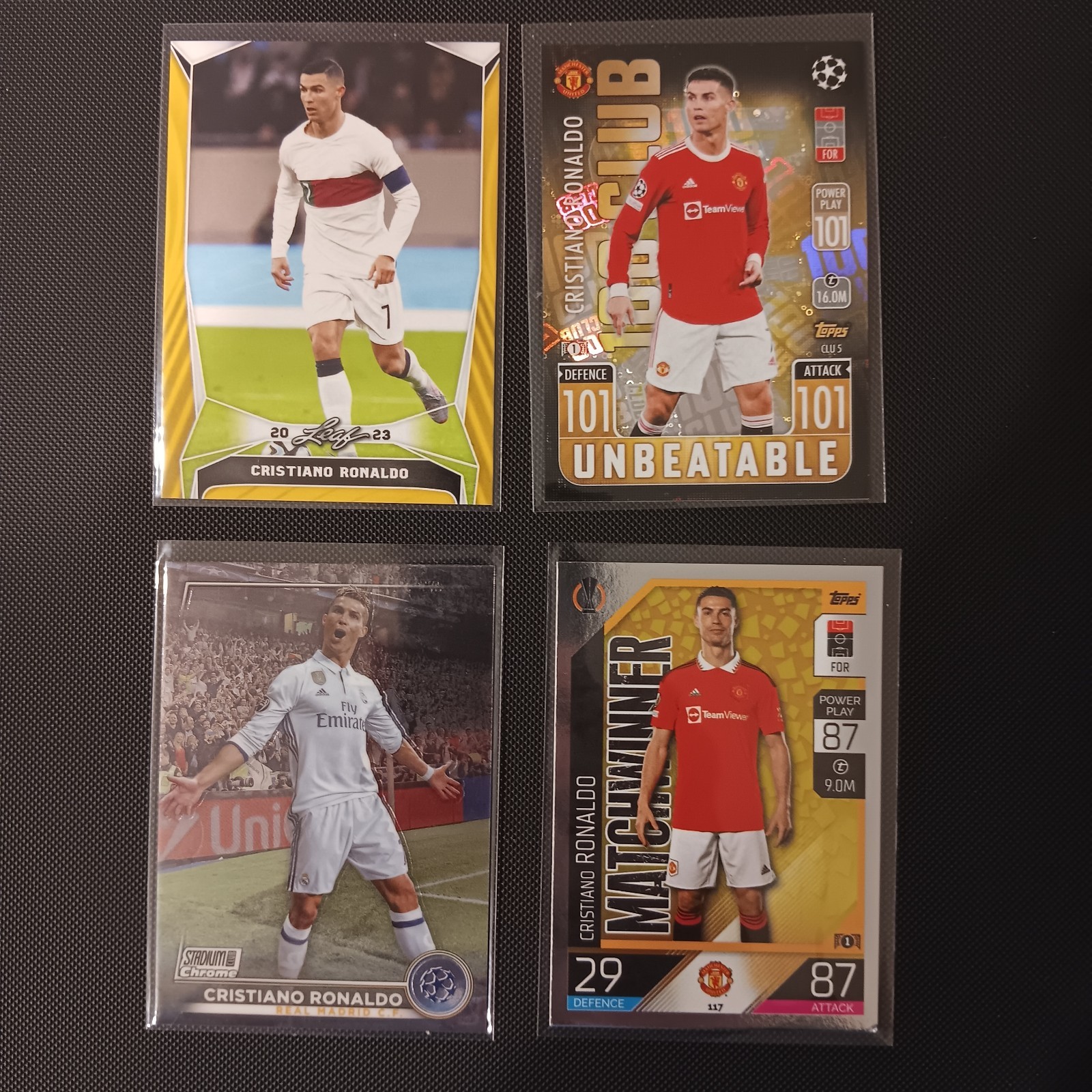 Cristiano Ronaldo 4 Card Lot Real Madrid Portugal Manchester United Soccer Cards