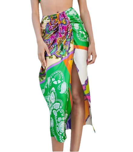 Zara Skirt Womens Small Bohemian Chic Patchwork Floral Beach Vacation Wrap - Picture 1 of 9