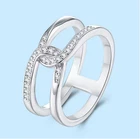Lab Diamond Moissanite Infinity Ring 925 Sterling Silver Statement Band Size 7