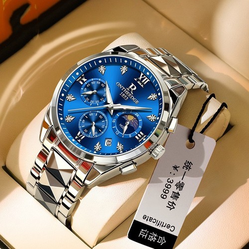 ONTHEEDGE 1853 Men's Luxury Quartz Waterproof Tungsten Steel Business - Picture 3 of 14