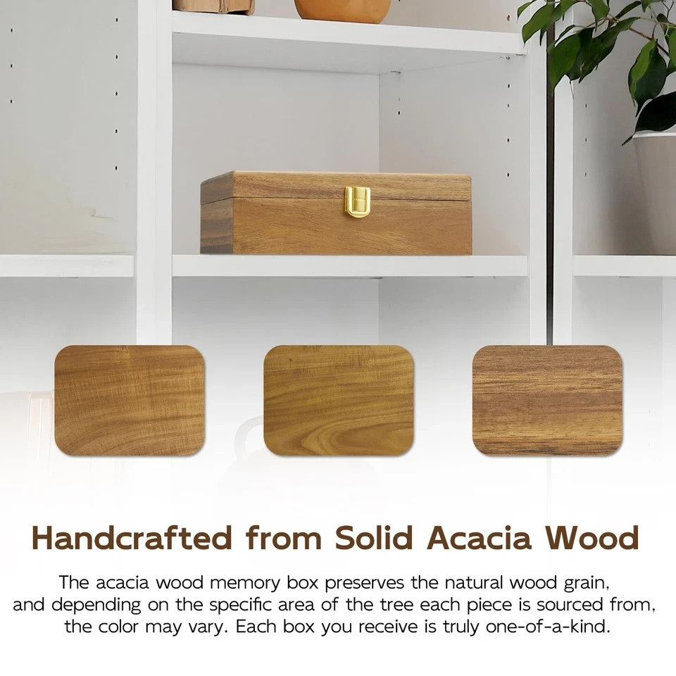 Wood Decorative Box with Lid Jewelry Box, Memories Box, Keepsake Small Acacia