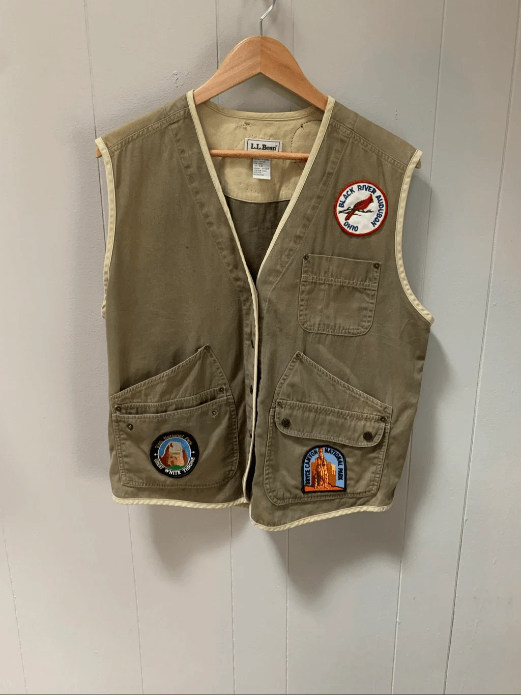 L.L. Bean Womens Hiking Fishing Cotton Canvas Vest Large