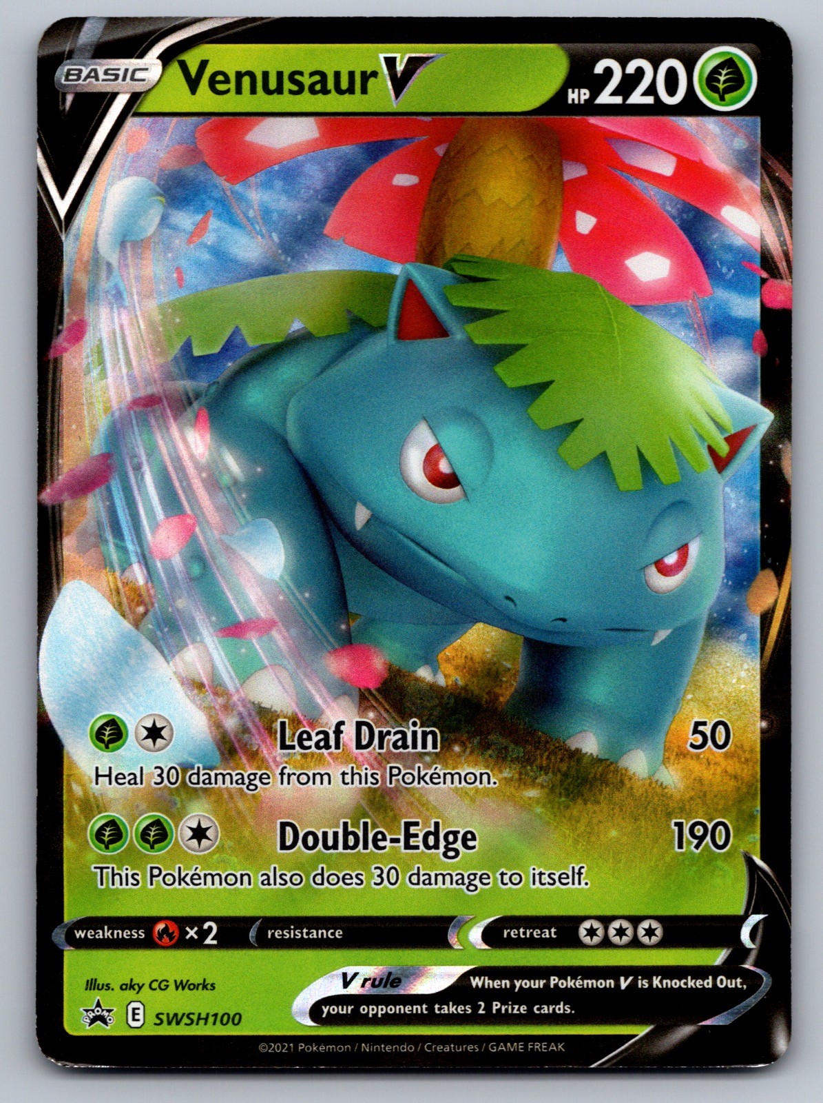 Venusaur V SWSH100 Holo Promo Sword & Shield Promo Pokemon Holo Lightly Played