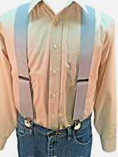 New, Men's Light Gray, Large, 2", Adj. Twin Pin Clip Suspenders, Made in the USA