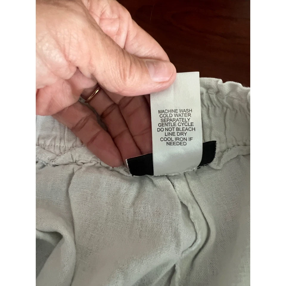 Pantalones Cortos Joe B Mezcla de Lino Medianos Blancos Cordón Cintura Elástica Informales Foto 4 de 4