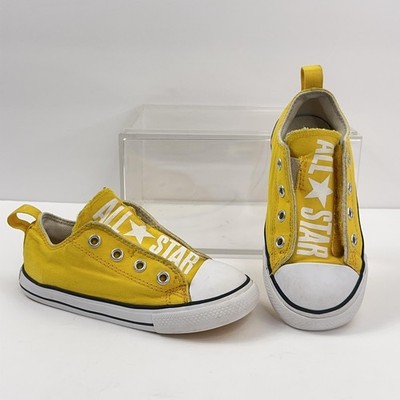 Converse All Star Slip-On Shoes Boys Girls Kids 9 Yellow Canvas Low Top Sneakers
