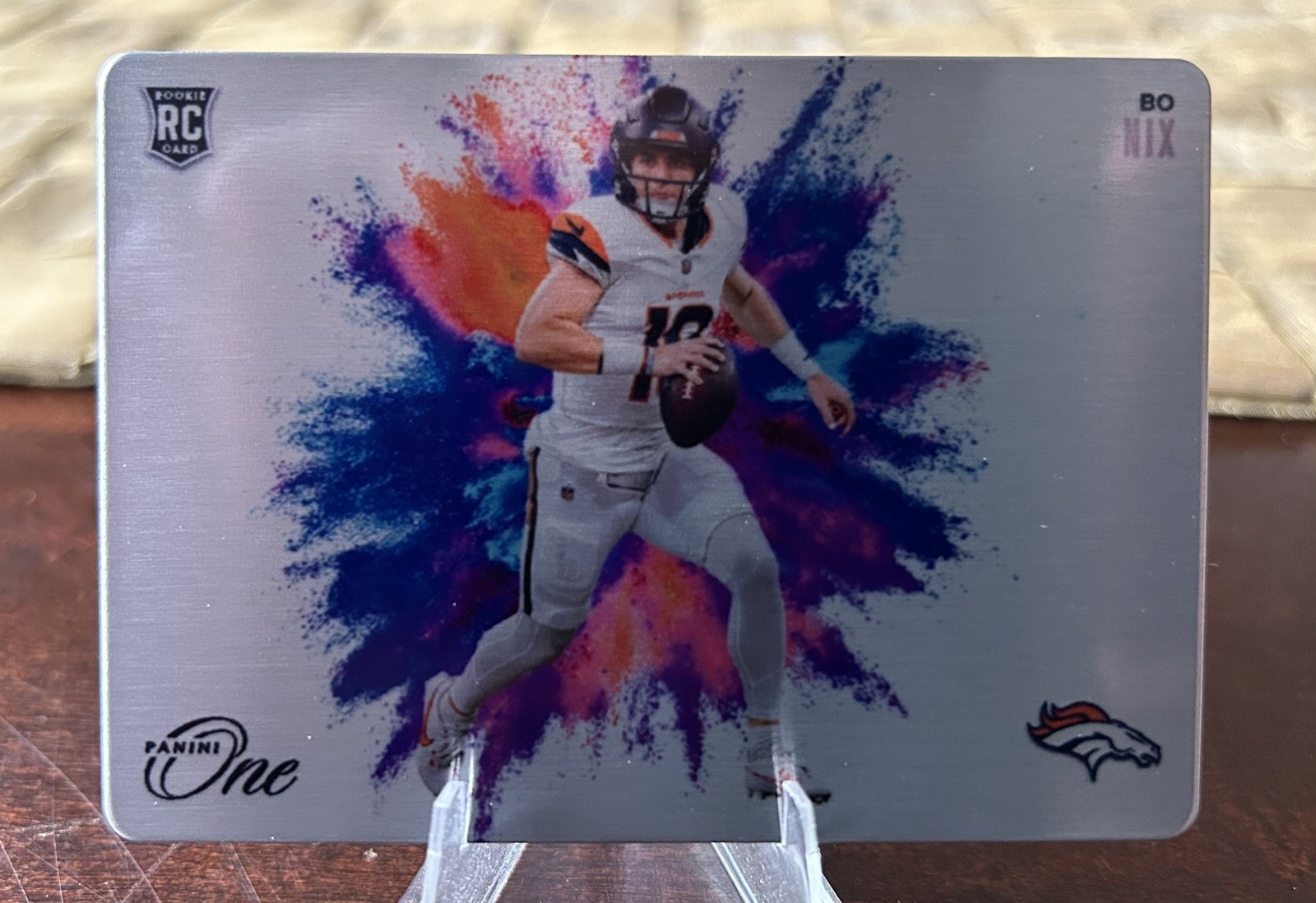 2024 Panini One - Bo Nix Rookie Metal Color Blast (CB-BNX)