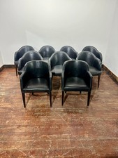 Set of 8 Black Leather Dining / Occasional Chairs Pub Restaurant Bar