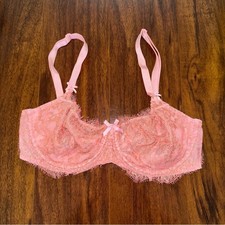 Victoria's Secret Dream Angels Push-Up Bra 32DD Pink Lace Underwire Unlined