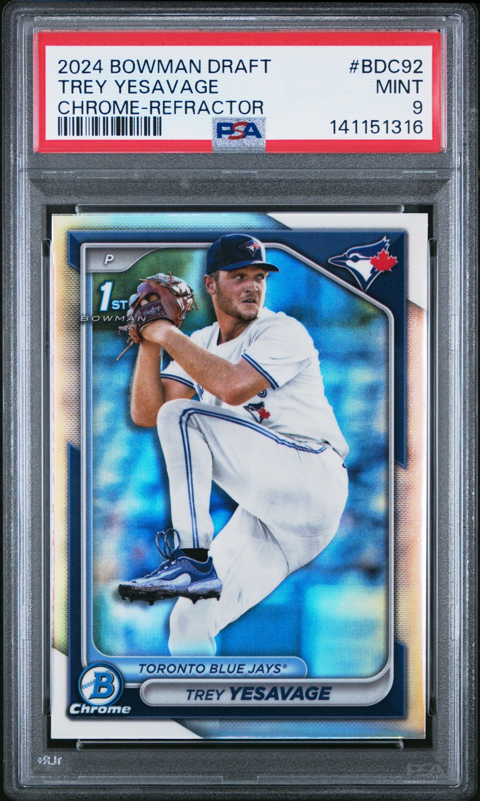 2024 BOWMAN DRAFT CHROME-REFRACTOR #BDC92 TREY YESAVAGE PSA 9