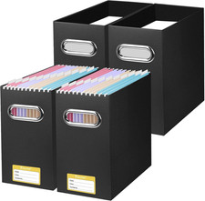 File Organizer Box, Cardboard File Folder Organizer with Handle for Letter Size,