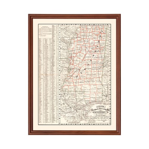 Old Map of Mississippi 1882 - Vintage Mississippi Art - Picture 1 of 29