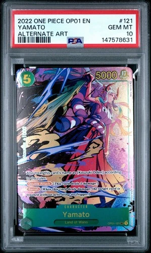 2022 ONE PIECE OP01 #121 YAMATO ROMANCE DAWN ALT ART PARALLEL ENGLISH PSA 10