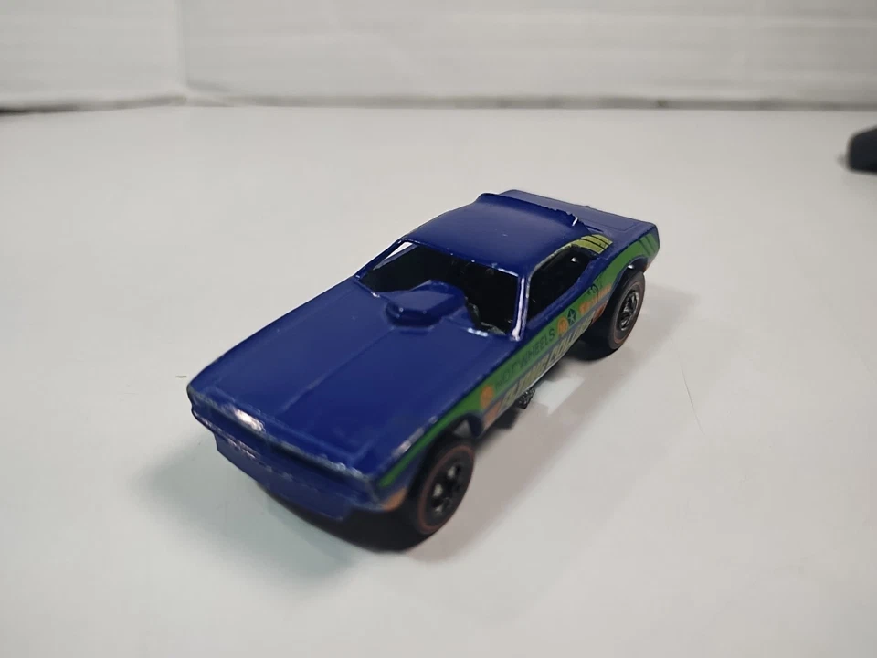 Hot Wheels Redline Top Eliminator Blue Cuda Flying Colors Hong Kong Vintage 1969 - Image 2 of 4