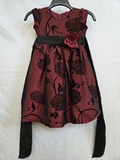 Good Girl USA Girls Dress Burgundy Maroon Floral Velvet Flock Taffeta Size 10