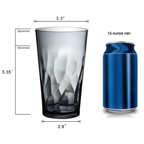 Unbreakable Plastic Drinking Glasses, Set of 6, Shatterproof Drinking Cups, P... - Picture 2 of 6
