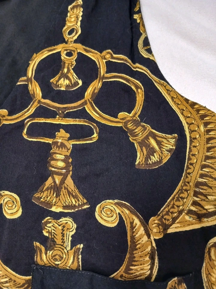 Luxe Vest Mens Sz M Black Gold Chains Equestrian Horsebit Designer Party Unisex - Image 2 of 4