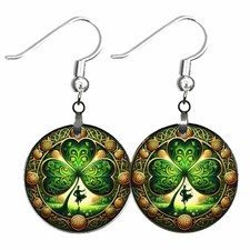 St Patrick's Day Earrings Shamrock  Leprechaun Celtic Irish Celebration