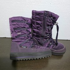 Pajar Tex Zip  Lace Up Purple Girls Snow Boots Super Grip Made in Italy 31/US13