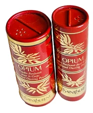 VINTAGE YVES SAINT LAURENT OPIUM PERFUMED DUSTING POWDER 1.25oz +0.75oz=2oz NEW