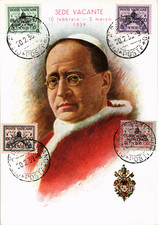 Vatican 1939 postcard Sede Vacante Pio XI to Pio XII (GX) (3812a)