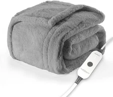 Sunbeam Heated Electric Throw Blanket Sherpa 50x60 Grey