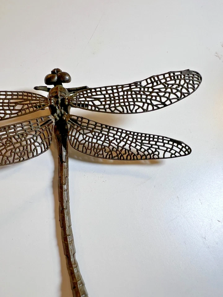 ¡BUENO Antiguo Japonés Articulado Bronce Libélula Dragón Mosca Jizai Okimono! Foto 4 de 4