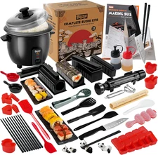 Sushi Maker Kit - 43-Piece Complete Set for Beginners with Sushi Bazooka Roller,