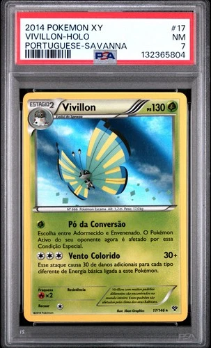 2014 POKEMON XY PORTUGUESE-SAVANNA #17 VIVILLON-HOLO PSA 7