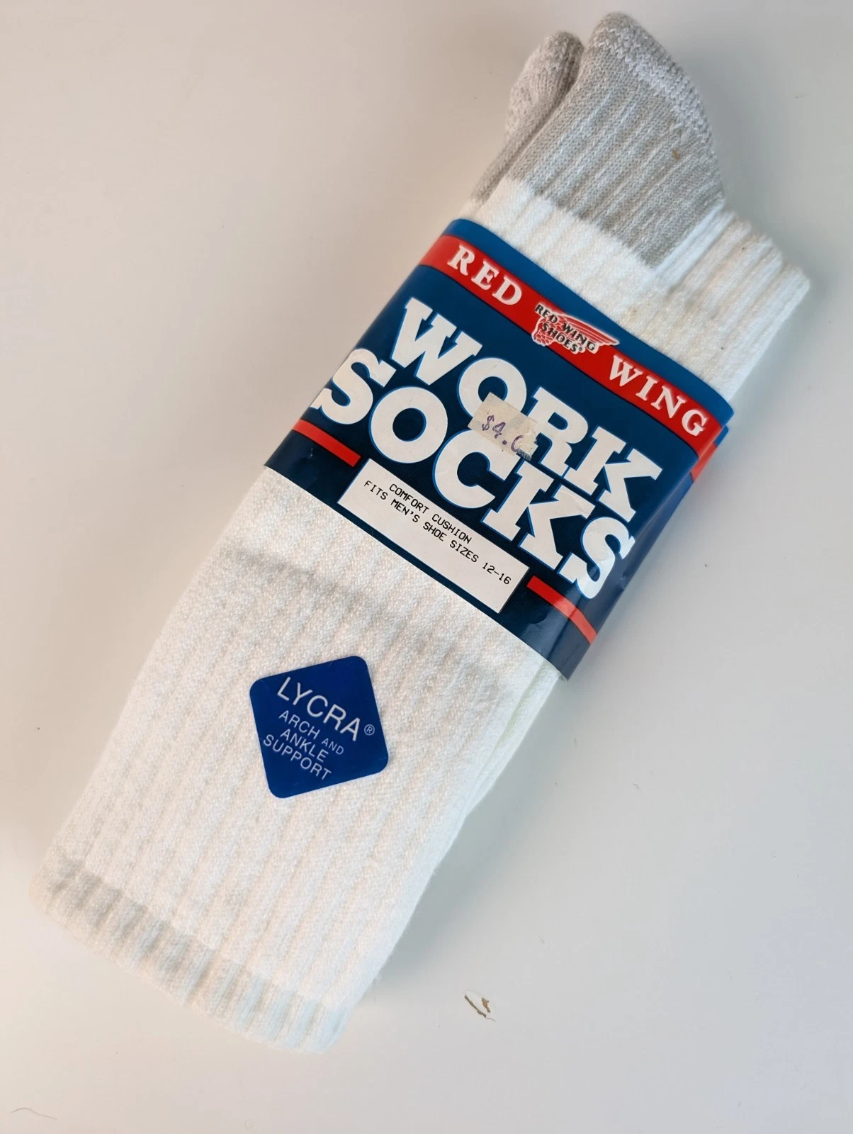 Vintage Red Wing Work Socks Comfort Cushion White 97205 Men’s 12-16 Made In USA